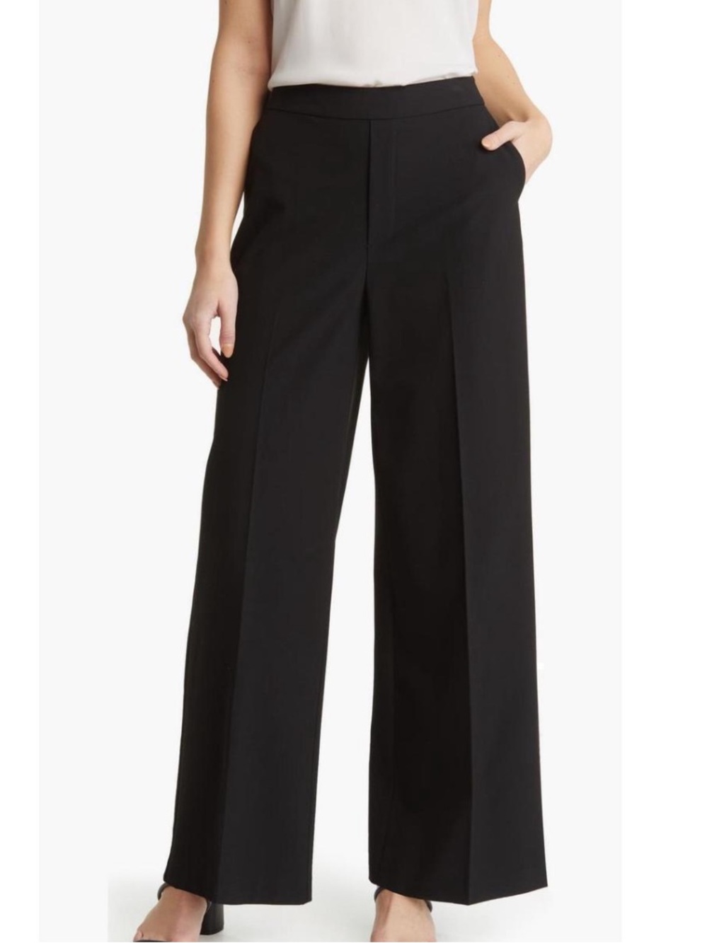 Rachel Zoe Rupert Textured Knit Wide Leg Trouser Pants Black M